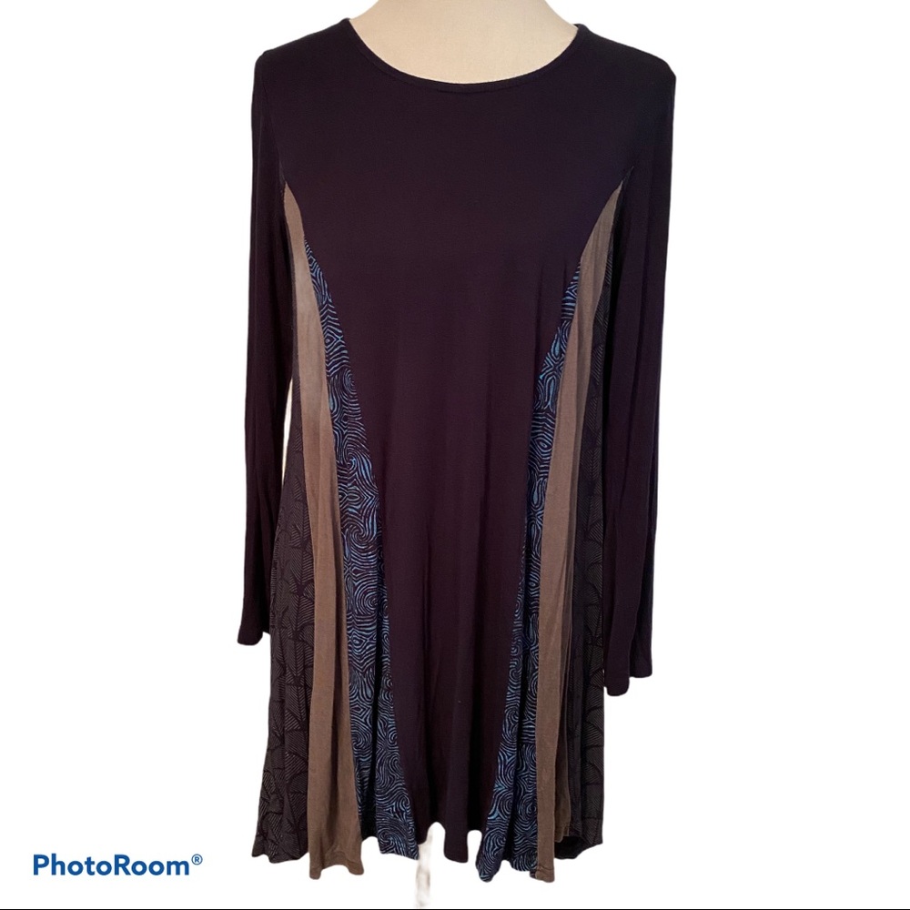KATHMANDU IMPORTS TOP TUNIC BLUE GRAY LONG SLEEVE SIZE M/L